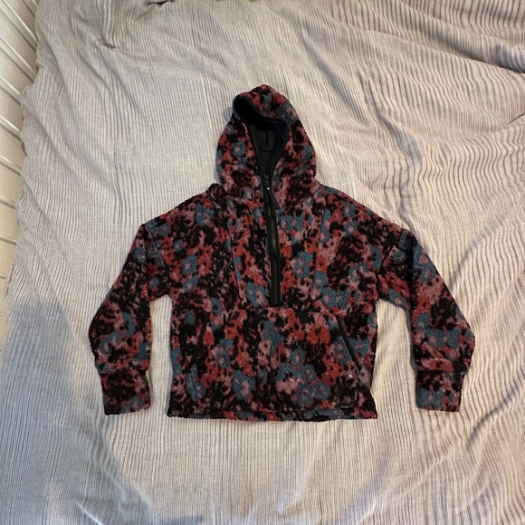 Prana Lined Cozy Sherpa Half Zip Pullover Hoodie Sweater Medium - Picture 2 of 5